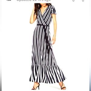 INC International Black & White Stripe Maxi Dress